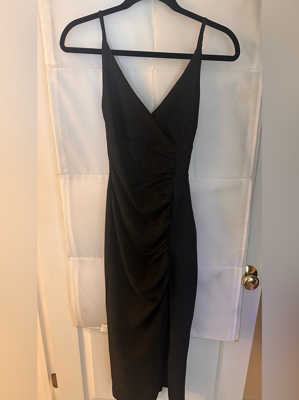 Hello Molly Black Sparkle Midi Dress with Slit